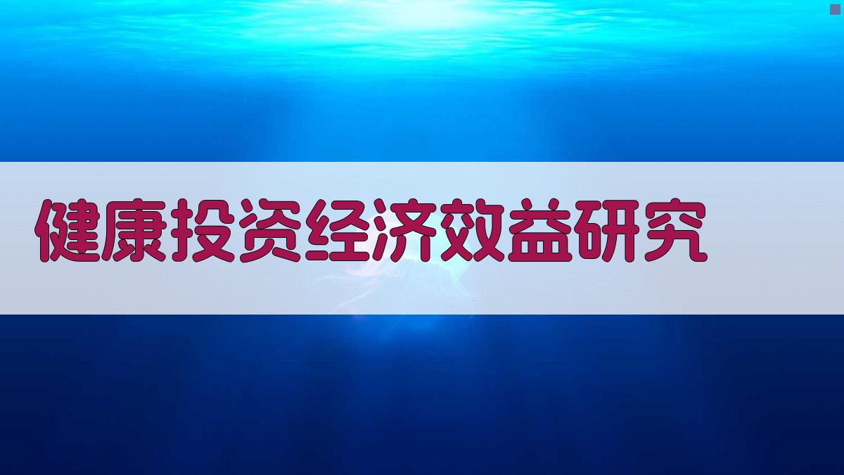 健康投资经济效益研究