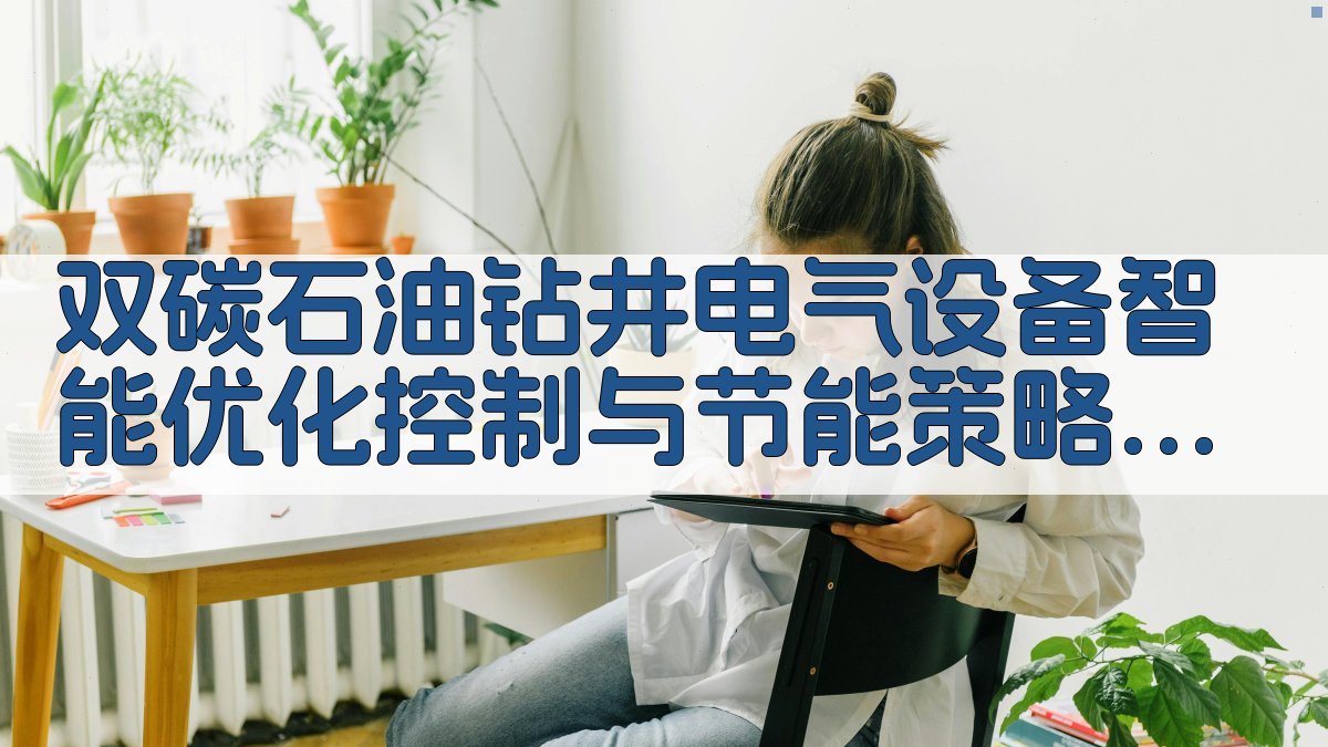 双碳石油钻井电气设备智能优化控制与节能策略研究