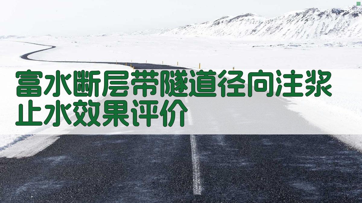 富水断层带隧道径向注浆止水效果评价