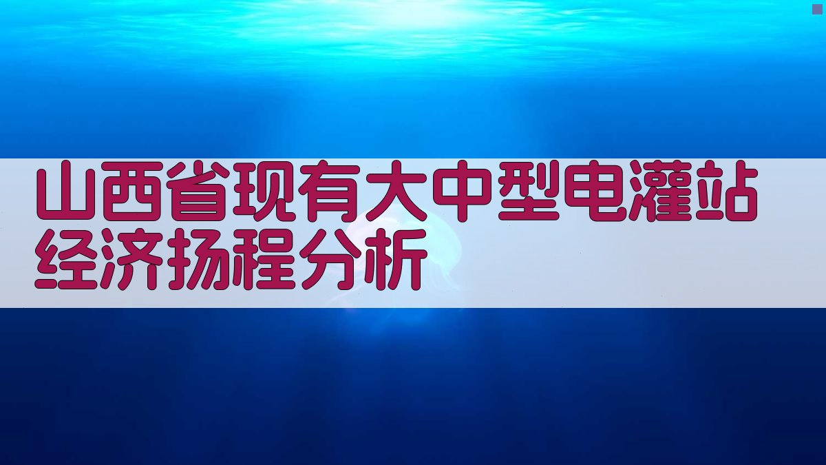 山西省现有大中型电灌站经济扬程分析