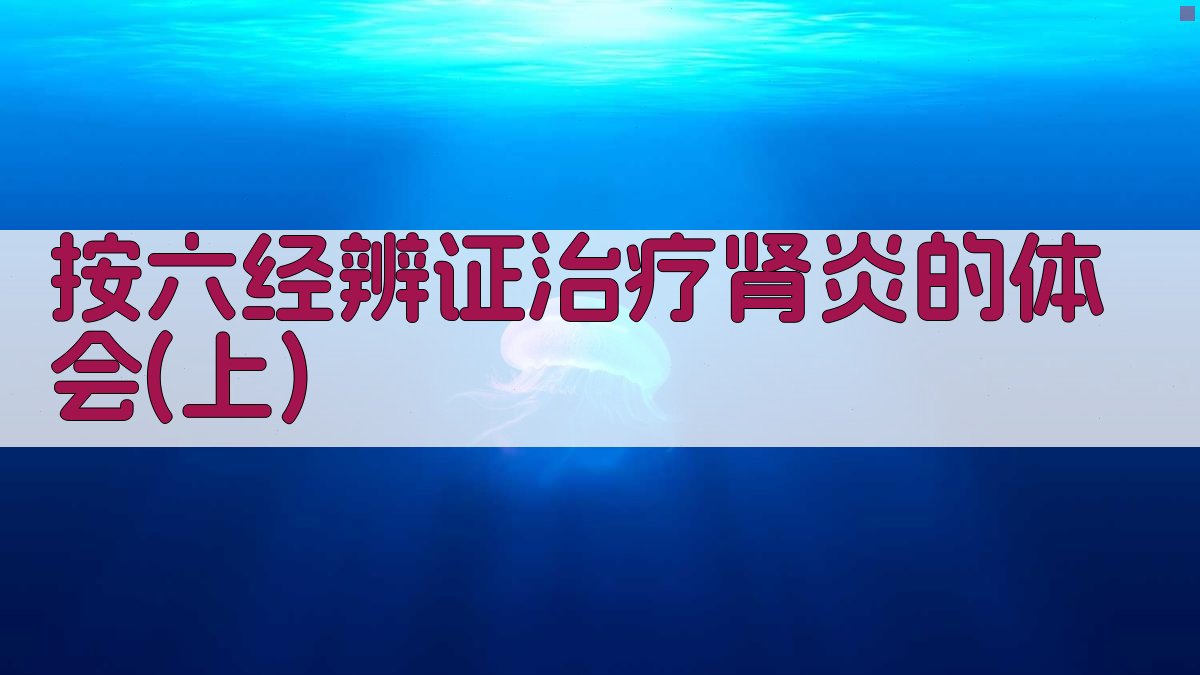 按六经辨证治疗肾炎的体会