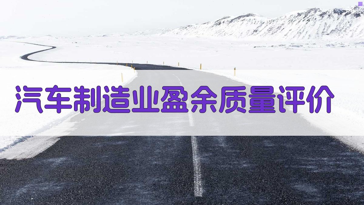 汽车制造业盈余质量评价