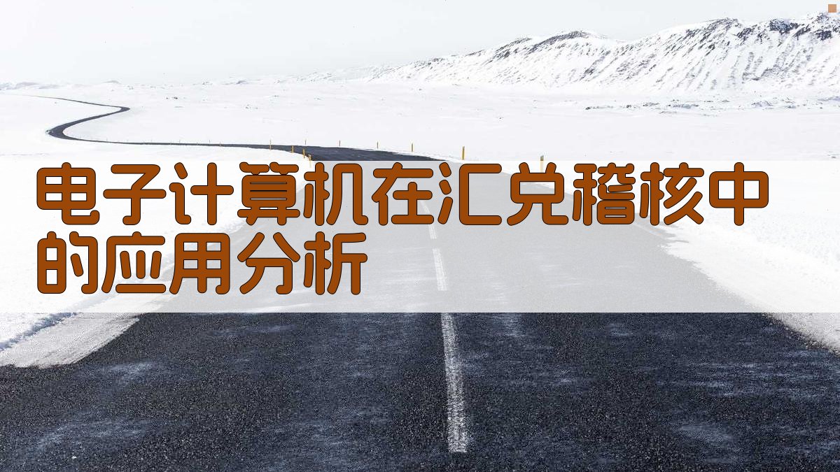 电子计算机在汇兑稽核中的应用分析