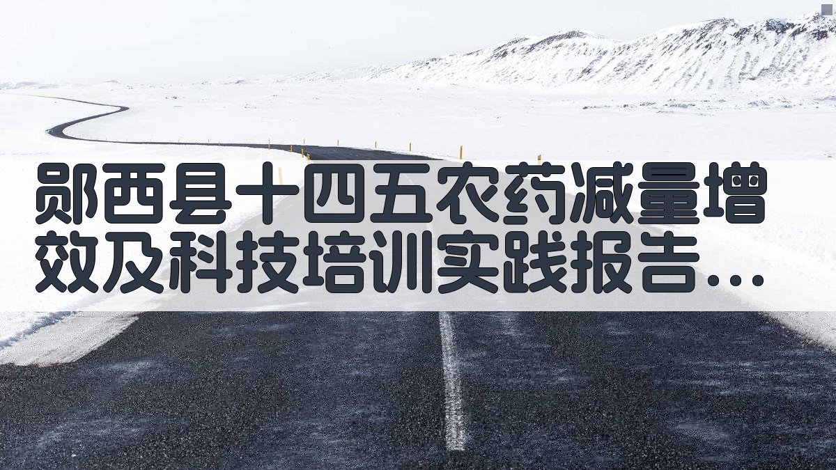 郧西县十四五农药减量增效及科技培训实践报告生成器