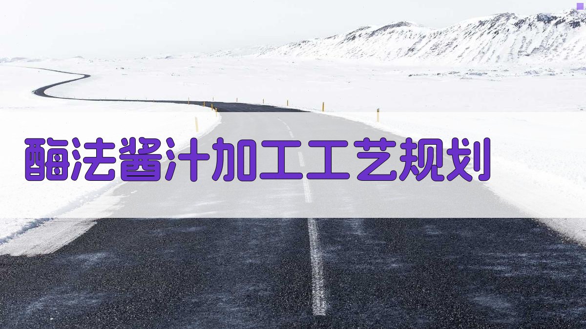 AI酶法酱汁加工工艺规划